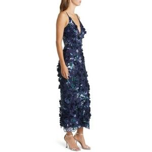 helsi liliana strapless floral appliqu stretch sequin midi dress Helsi Liliana Strapless Floral Applique Stretch Sequin Midi Dress XS Ivory